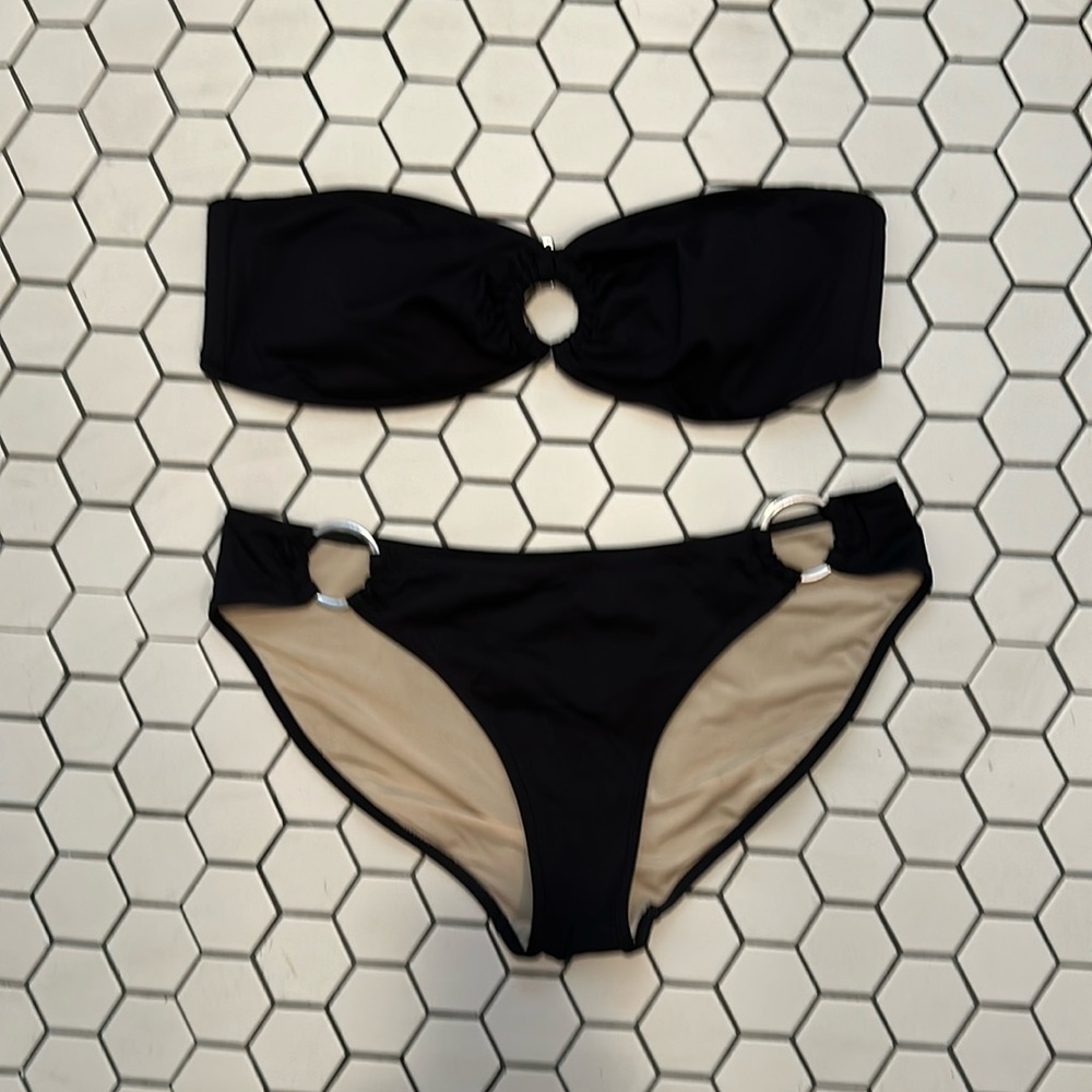 Banana Republic black strapless bikini, M bottom & L top